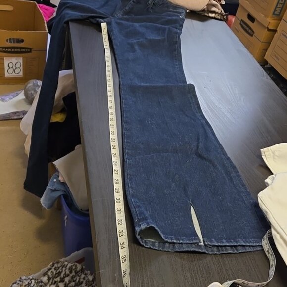 FRAME Women Le One Flare Jeans Keller Blue Stretch Denim Mid Rise Split 2 - Picture 14 of 14